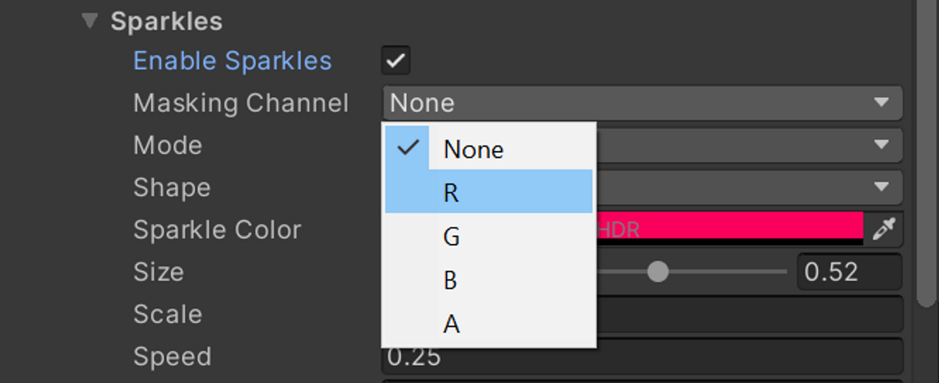 screenshot highlighting what masking channels are available